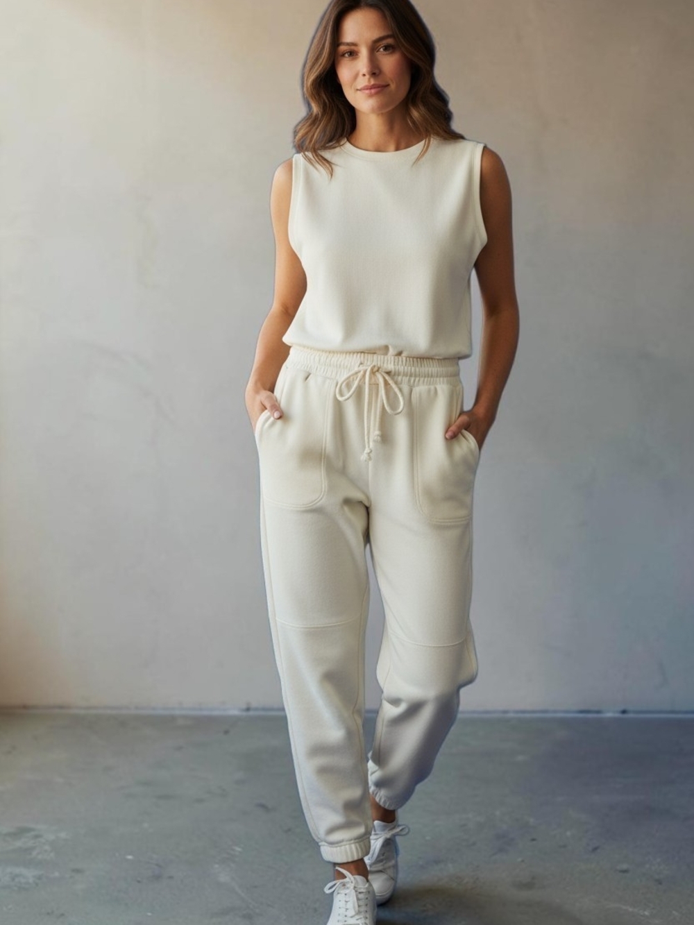 Altar'd State Revival Cream Sleeveless Knit Jumpsuit